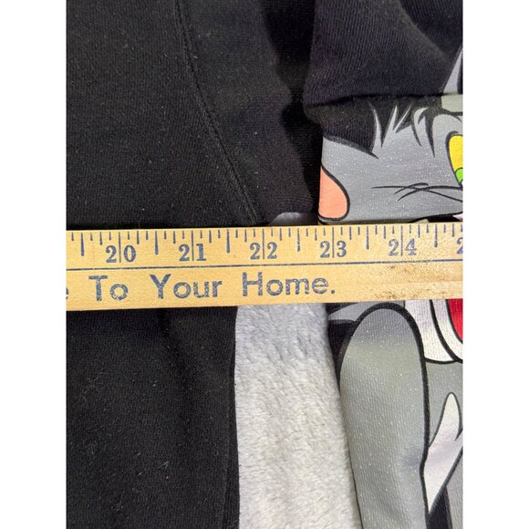 Tom & Jerry Black Sweatshirt Medium Pullover  With Sleeve Graphics Fleece-Lined - Picture 12 of 16